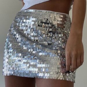 Nasty GAL Silver Sequins Mini Skirt